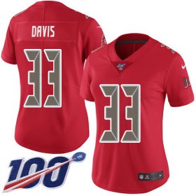 Wholesale Cheap Nike Buccaneers #33 Carlton Davis III Red Women\'s Stitched NFL Limited Rush 100th Season Jersey