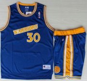 Wholesale Cheap Golden State Warriors #30 Stephen Curry Blue Hardwood Classics NBA Jerseys Shorts Suits