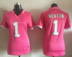 Wholesale Cheap Nike Panthers #1 Cam Newton Pink Women\'s Stitched NFL Elite Bubble Gum Jersey