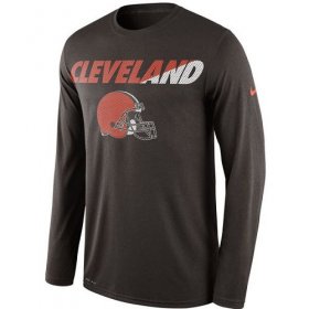 Wholesale Cheap Men\'s Cleveland Browns Nike Brown Legend Staff Practice Long Sleeves Performance T-Shirt