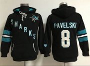 Wholesale Cheap San Jose Sharks #8 Joe Pavelski Black Women's Old Time Heidi NHL Hoodie