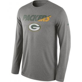 Wholesale Cheap Men\'s Green Bay Packers Nike Heather Gray Legend Staff Practice Long Sleeves Performance T-Shirt