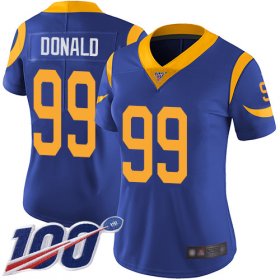 Wholesale Cheap Nike Rams #99 Aaron Donald Royal Blue Alternate Women\'s Stitched NFL 100th Season Vapor Limited Jersey