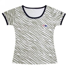 Wholesale Cheap Women\'s Nike New England Patriots Chest Embroidered Logo Zebra Stripes T-Shirt