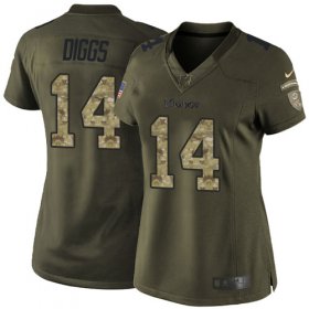Wholesale Cheap Nike Vikings #14 Stefon Diggs Green Women\'s Stitched NFL Limited 2015 Salute to Service Jersey