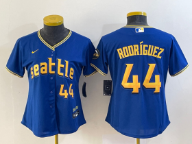 Wholesale Cheap Women\'s Seattle Mariners #44 Julio Rodriguez Number Blue 2023 City Connect Cool Base Stitched Jersey1