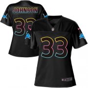 Wholesale Cheap Nike Lions #33 Kerryon Johnson Black Women's NFL Fashion Game Jersey