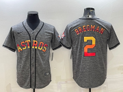 Wholesale Cheap Men's Houston Astros #2 Alex Bregman Grey With Patch Cool Base Stitched Baseball Jersey