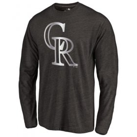 Wholesale Cheap Colorado Rockies Platinum Collection Long Sleeve Tri-Blend T-Shirt Black