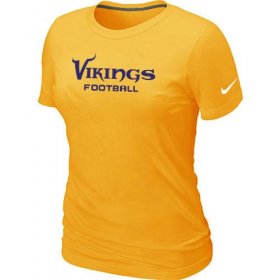 Wholesale Cheap Women\'s Nike Minnesota Vikings Sideline Legend Authentic Font T-Shirt Yellow