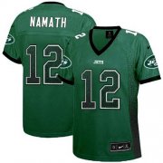 Wholesale Cheap Nike Jets #12 Joe Namath Green Team Color Women's Stitched NFL Elite Drift Fashion Jersey