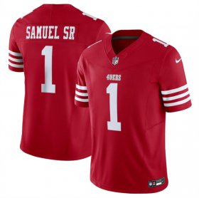 Cheap Men\'s San Francisco 49ers #1 Deebo Samuel Red 2024 F.U.S.E. Vapor Untouchable Limited Football Stitched Jersey