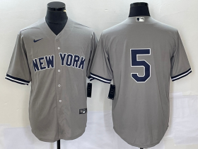 Wholesale Cheap Men\'s New York Yankees #5 Joe DiMaggio Grey Cool Base Stitched Baseball Jersey