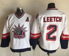Wholesale Cheap Rangers #2 Brian Leetch White CCM Statue of Liberty Stitched NHL Jersey
