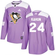 Wholesale Cheap Adidas Penguins #24 Dominik Kahun Purple Authentic Fights Cancer Stitched Youth NHL Jersey