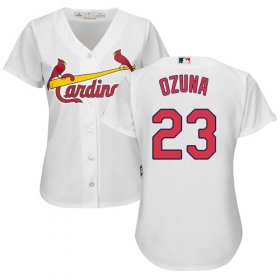 Wholesale Cheap Cardinals #23 Marcell Ozuna White Home Women\'s Stitched MLB Jersey