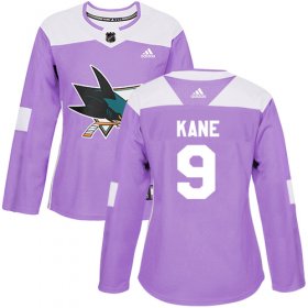 Wholesale Cheap Adidas Sharks #9 Evander Kane Purple Authentic Fights Cancer Women\'s Stitched NHL Jersey