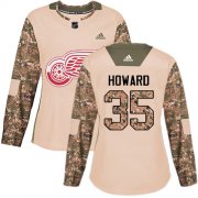 Wholesale Cheap Adidas Red Wings #35 Jimmy Howard Camo Authentic 2017 Veterans Day Women's Stitched NHL Jersey