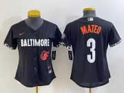 Wholesale Cheap Women's Baltimore Orioles #3 Jorge Mateo Black 2023 City Connect Cool Base Stitched Jersey