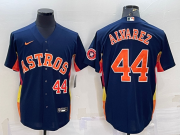 Wholesale Cheap Men's Houston Astros #44 Yordan Alvarez Number Navy Blue With Patch Stitched MLB Cool Base Nike Jersey