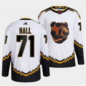 Wholesale Cheap Men\'s Boston Bruins #71 Taylor Hall 2022 White Reverse Retro Stitched Jersey