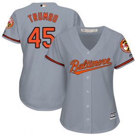 Wholesale Cheap Orioles #45 Mark Trumbo Grey Road Women\'s Stitched MLB Jersey