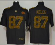 Wholesale Cheap Men's Kansas City Chiefs #87 Travis Kelce Black 2020 Nike Flocked Leopard Print Vapor Limited NFL Jersey
