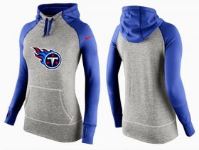 Wholesale Cheap Women\'s Nike Tennessee Titans Performance Hoodie Grey & Blue_2