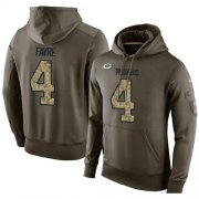 Wholesale Cheap NFL Men's Nike Green Bay Packers #4 Brett Favre Stitched Green Olive Salute To Service KO Performance Hoodie