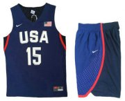 Wholesale Cheap 2016 Olympics Team USA Men's #15 Carmelo Anthony Navy Blue Revolution 30 Swingman Basketball Jersey With Shorts