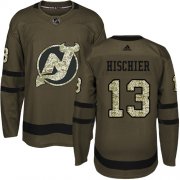 Wholesale Cheap Adidas Devils #13 Nico Hischier Green Salute to Service Stitched Youth NHL Jersey