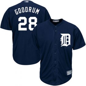 Wholesale Cheap Tigers #28 Niko Goodrum Navy Blue New Cool Base Stitched MLB Jersey
