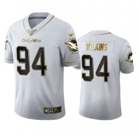 Wholesale Cheap Miami Dolphins #94 Christian Wilkins Men\'s Nike White Golden Edition Vapor Limited NFL 100 Jersey