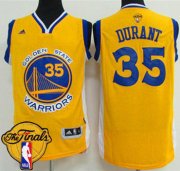 Wholesale Cheap Men's Warriors #35 Kevin Durant Gold 2017 The Finals Patch Stitched NBA Jersey