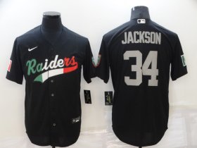 Wholesale Cheap Men\'s Las Vegas Raiders #34 Bo Jackson Black Mexico Stitched MLB Cool Base Nike Baseball Jersey