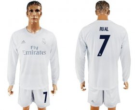 Wholesale Cheap Real Madrid #7 Rual Marine Environmental Protection Home Long Sleeves Soccer Club Jersey