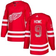 Wholesale Cheap Adidas Red Wings #9 Gordie Howe Red Home Authentic Drift Fashion Stitched NHL Jersey
