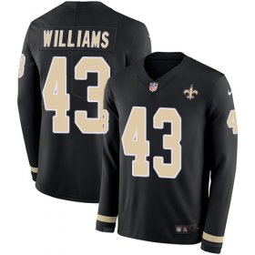 Wholesale Cheap Nike Saints #43 Marcus Williams Black Team Color Men\'s Stitched NFL Limited Therma Long Sleeve Jersey