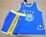 Wholesale Cheap Warriors #30 Stephen Curry Blue Throwback The City A Set Stitched NBA Jersey