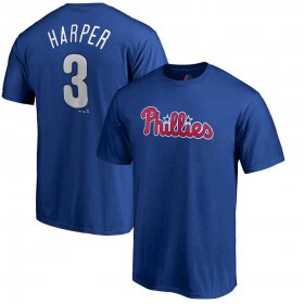 Wholesale Cheap Philadelphia Phillies #3 Bryce Harper Majestic Official Name & Number T-Shirt Royal