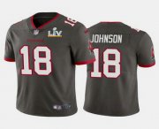 Wholesale Cheap Men's Tampa Bay Buccaneers #18 Tyler Johnson Grey 2021 Super Bowl LV Limited Stitched NFL Jersey