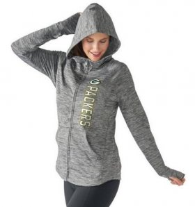 Wholesale Cheap Women\'s NFL Green Bay Packers G-III 4Her by Carl Banks Recovery Full-Zip Hoodie Heathered Gray