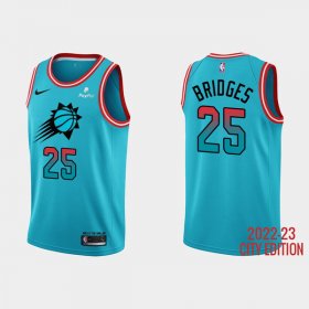 Wholesale Cheap Men\'s Phoenix Suns #25 Mikal Bridges 2022-23 Blue City Edition Stitched Basketball Jersey