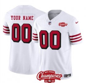 Cheap Men\'s San Francisco 49ers Active Player Custom White 2023 F.U.S.E. NFC West Champions Patch Alternate Football Stitched Jersey