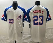 Cheap Mens Atlanta Braves #23 Michael Harris II Number White 2023 City Connect Cool Base Stitched Jersey