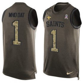 Wholesale Cheap Nike Saints #1 Who Dat Green Men\'s Stitched NFL Limited Salute To Service Tank Top Jersey