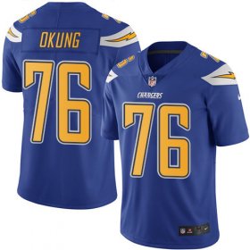 Wholesale Cheap Nike Chargers #76 Russell Okung Electric Blue Men\'s Stitched NFL Limited Rush Jersey