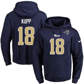 Wholesale Cheap Nike Rams #18 Cooper Kupp Navy Blue Name & Number Pullover NFL Hoodie