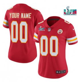 Wholesale Cheap Women\'s Kansas City Chiefs Customized Red Super Bowl LVII Limited Stitched Jersey(Run Small