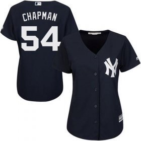 Wholesale Cheap Yankees #54 Aroldis Chapman Navy Blue Alternate Women\'s Stitched MLB Jersey